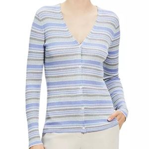 Theory Regatta Multi Stripe Washable Silk Button Top Size P NWT! MSRP: $345!